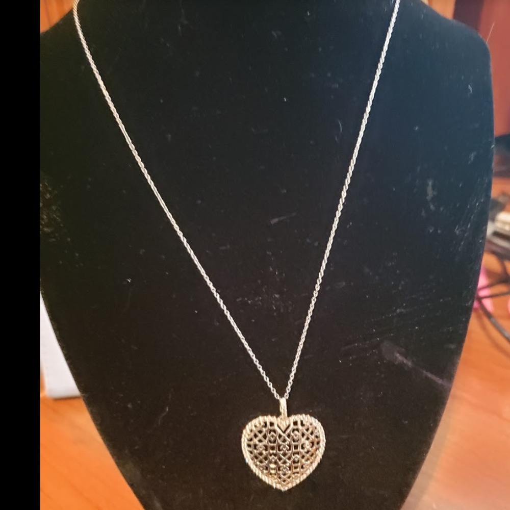 Diamond CZ Heart necklace .925 Sterling